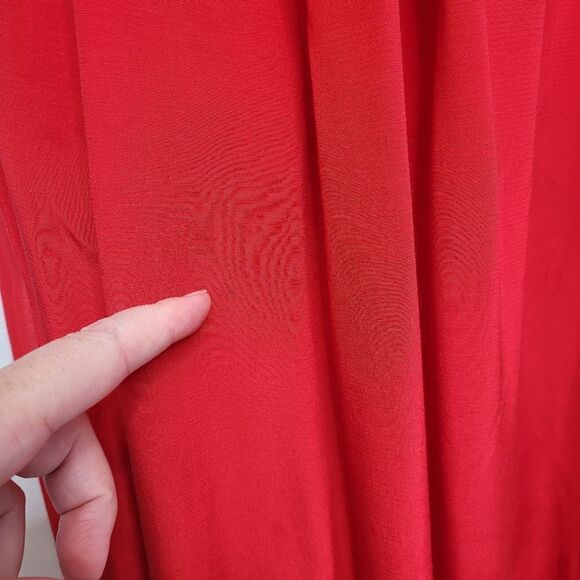 VINTAGE 90s red‎ jumpsuit long sleeve pleated wrap pockets S - Picture 7 of 17